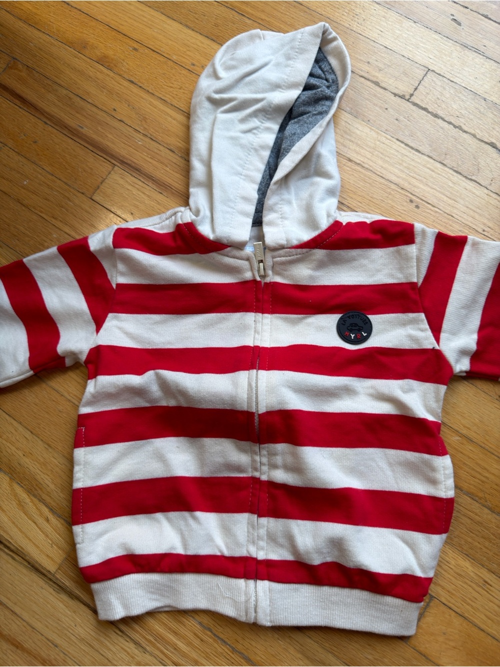 Mayoral Kids Red & White Striped Hooded Zip-Up Top